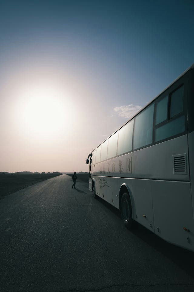 Interior seating of a charter bus for group travel